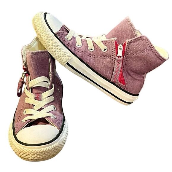 All Star Converse Girl’s Purple Chuck Taylor Zip High Tops 12.5 - Picture 1 of 13